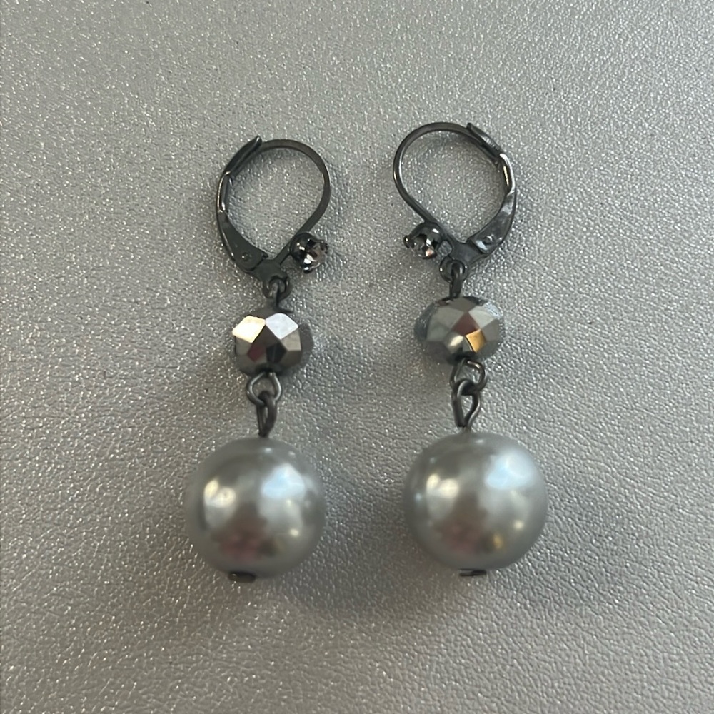 Grey Pearl Drop Earrings